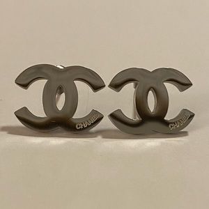 Silver CC (CoCo) Chanel earrings- COPIES